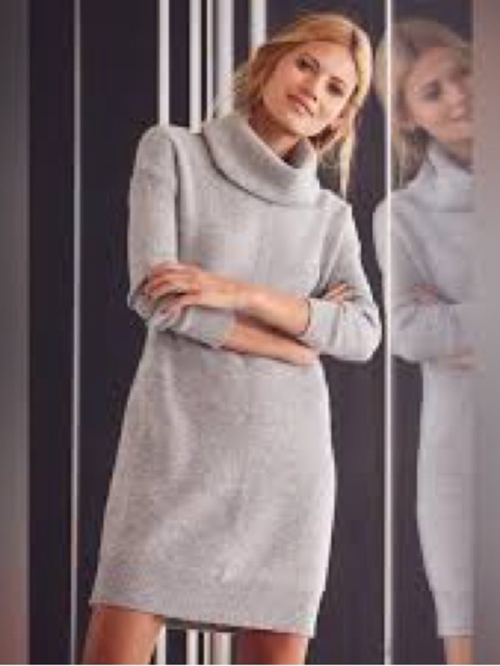 Lulu's Light Grey Cowl Neck Sweater Dress